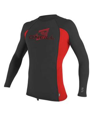 Гидромайка детская длинный рукав O&#039;Neill YOUTH PREMIUM SKINS L/S RASH GUARD black/red 4174 GM5 