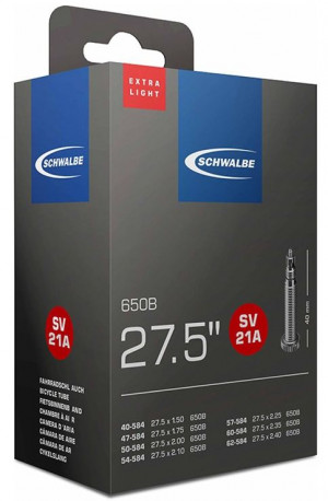 Велокамера 27.5" Schwalbe SV21A 27.5'х1.50-2.40 EXTRA LIGHT 40/62-584 IB 40mm (05-10400163) 