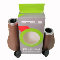 Грипсы Stels HBBT-006 90/130мм коричневые с серебристыми кольцами прошитые