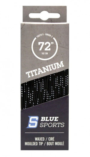 Шнурки хоккейные BlueSports Titanium Waxed Black/White, 188 см, с пропиткой, литой кончик 
