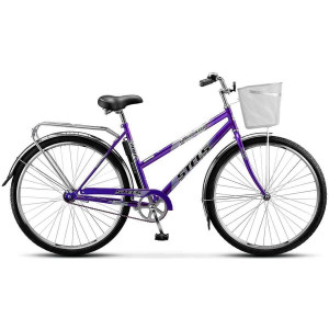 Велосипед Stels Navigator-300 Lady 28&quot; Z010 фиолетовый (с корзиной) (2021) 
