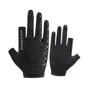 Велоперчатки ROCKBROS Ice Silk RB_S202-1BKL, 2 коротких и 3 длинных пальца, черные 