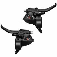 Шифтеры/тормозные ручки Shimano Tourney EF41, лев./прав., 3x6 ск., трос+оплетка, черный ESTEF41P6AL