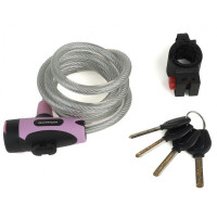 Замок Author ASL-25 8-17060221 с ключом, с крепежом, с защитным колпачком, серебристый/розовый