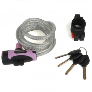 Замок Author ASL-25 8-17060221 с ключом, с крепежом, с защитным колпачком, серебристый/розовый 