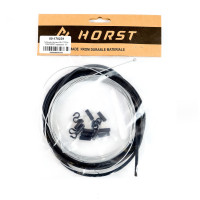 КОМПЛЕКТ Рубашка+тросик переключ. HORST 00-170239 MTB/Road рубашка черная 2500мм+ 2 троса 2100мм и 1550мм, с заглушками на блистере