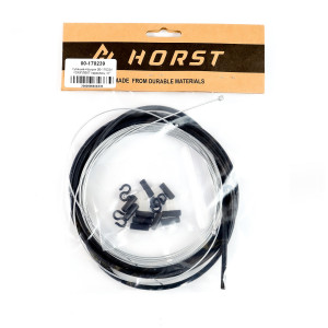 КОМПЛЕКТ Рубашка+тросик переключ. HORST 00-170239 MTB/Road рубашка черная 2500мм+ 2 троса 2100мм и 1550мм, с заглушками на блистере 