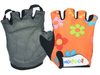 Перчатки 223-1 детские, микрофибра / лайкра, L/XL(8,2х13см), оранжевые с цветами