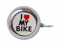 Звонок Multibrand I love my bike детский, сталь, серебристый с рисунком