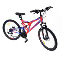 Велосипед Stels Mustang MD 24" V010 (м) красный неоновый/синий рама: 16" (2025)