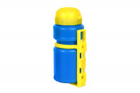 Фляга HL-WB15+BC12, 250мл, пластик, с клапаном и креплением в комплекте, голубая с желтым (2022)