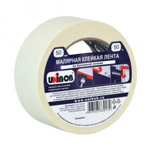 Малярная клейкая лента Unibob 50мм x 50м белая (28139) 