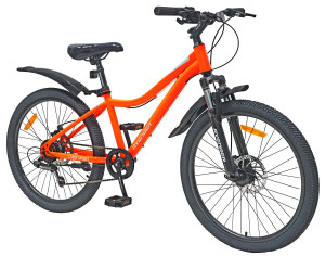 Велосипед Avenger C241D 24" оранжевый неон/серебристый рама: 13" (2025) 