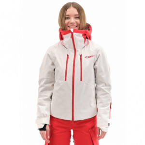 Куртка горнолыжная утепленная Dragonfly Gravity Premium Woman Gray-Red Fluo (2022) 