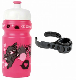 Фляга детская Zefal Little Z Ninja Girl + флягодержатель Universal clip holder, 350 мл, розовая 162I 