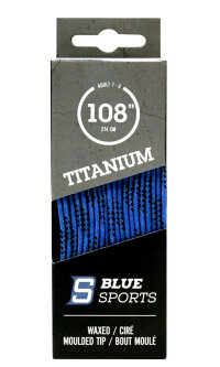 Шнурки хоккейные BlueSports Titanium Waxed Colombia Blue/Black с пропиткой, литой кончик