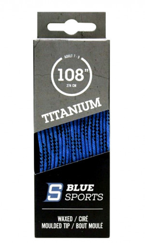 Шнурки хоккейные BlueSports Titanium Waxed Colombia Blue/Black с пропиткой, литой кончик 