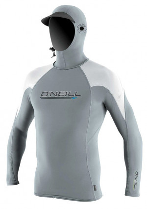 Гидромайка мужская с капюшоном длинный рукав O&#039;Neill Premium Skins O&#039;Zone L/S Rash Guard w/Hood Cool Grey/White/White S21 