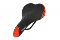 Седло Zeus Z-6300 MTB Sport 280*140 мм, рельсы сталь, анатомическое, черное/красное, 370 гр (2022)