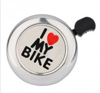 Звонок Ø53мм "I LOVE MY BIKE" хромированный, ал./пластик